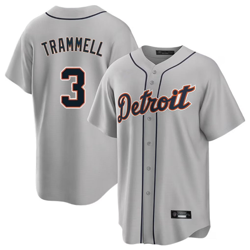 Boles D.Tigers #3 Alan Trammell Player Gray Home Game Stitched Jerseys