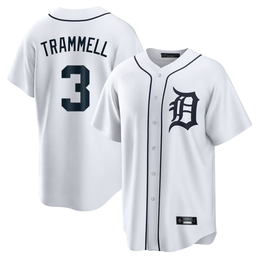 Boles D.Tigers #3 Alan Trammell Player White Home Game Stitched Jerseys