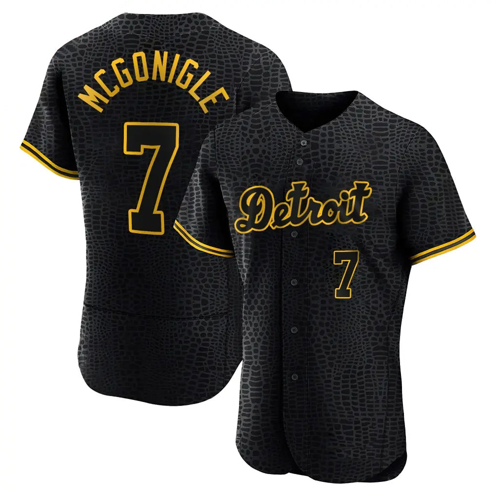 Boles D.Tigers #7 Kevin McGonigle Player Black Snake Skin City Limited Elite Home Stitched Jerseys