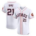 Boles H.Astros #21 Yainer Diaz Player White Limited Elite Home Stitched Jerseys