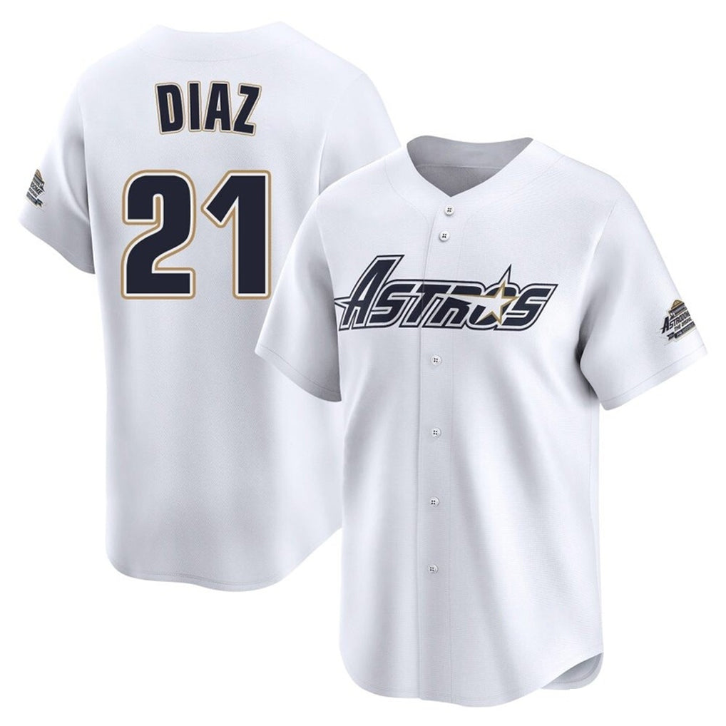 Boles H.Astros #21 Yainer Diaz Player White Throwback Cooperstown Collection Limited Stitched Jerseys