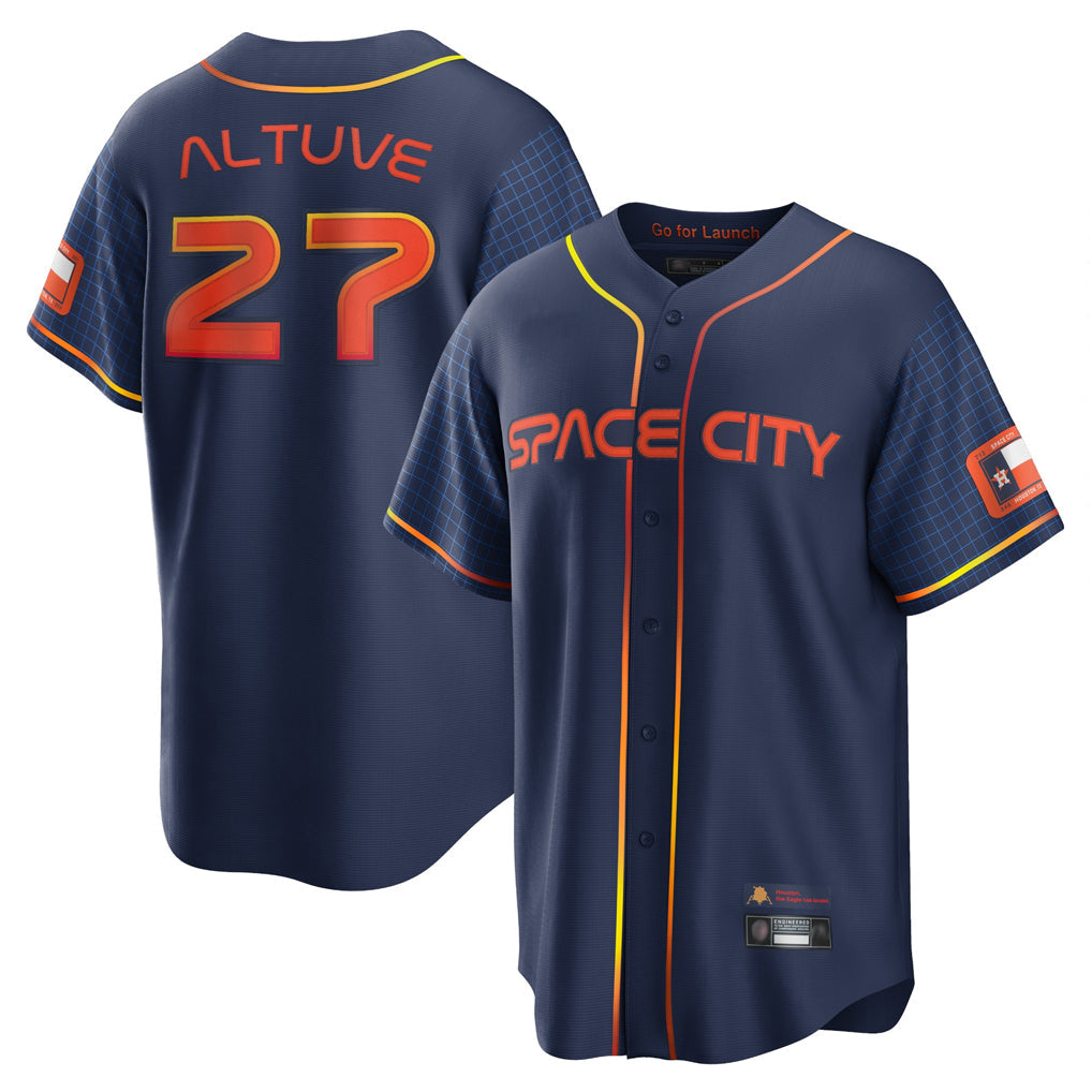 Boles H.Astros #27 Jose Altuve Player Navy City Connect Home Game Stitched Jerseys