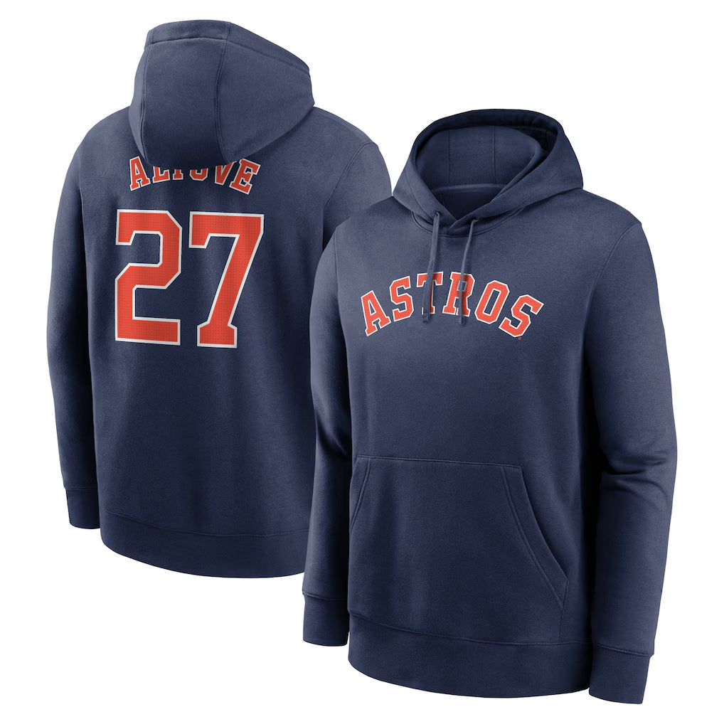 Boles H.Astros #27 Jose Altuve Player Navy Club Fleece Pullover Hoodie Stitched Jerseys