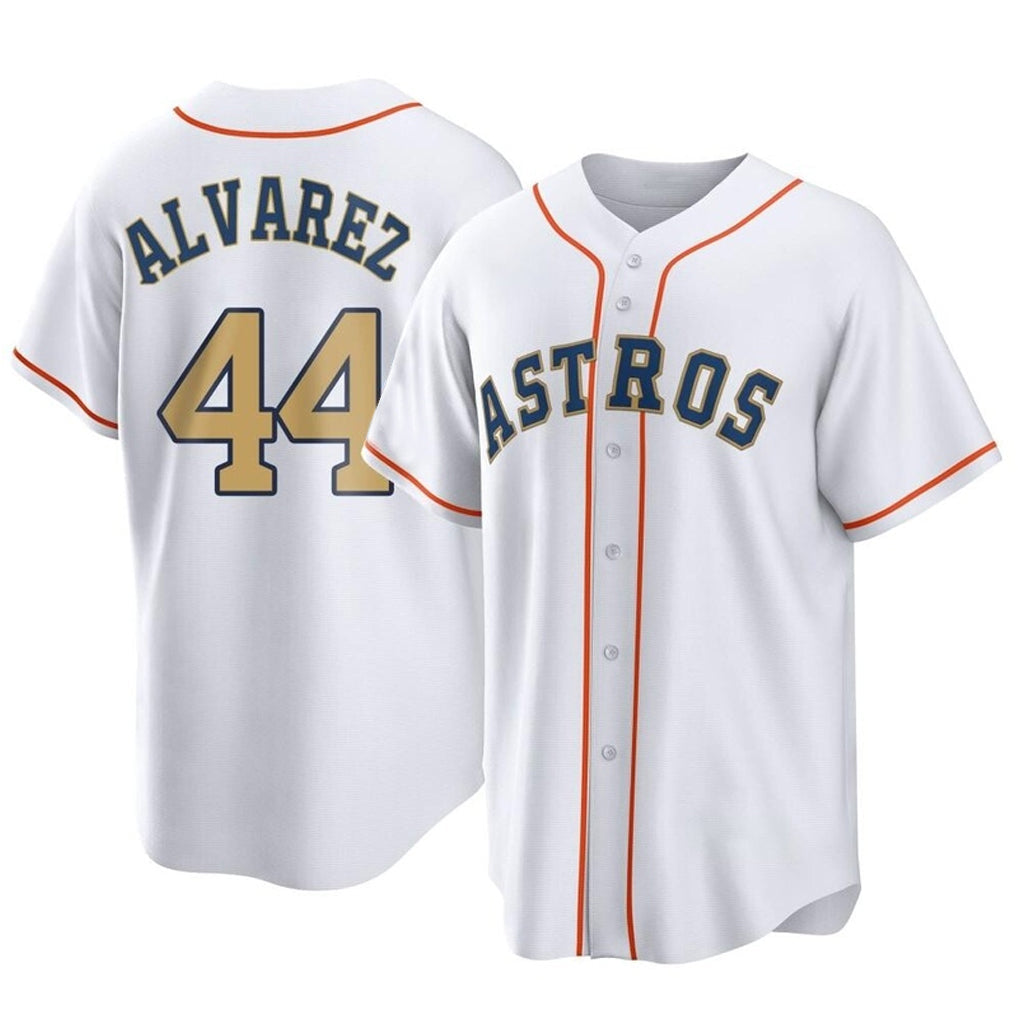 Boles H.Astros #44 Yordan Alvarez Player Gold Collection Game Home Stitched Jerseys