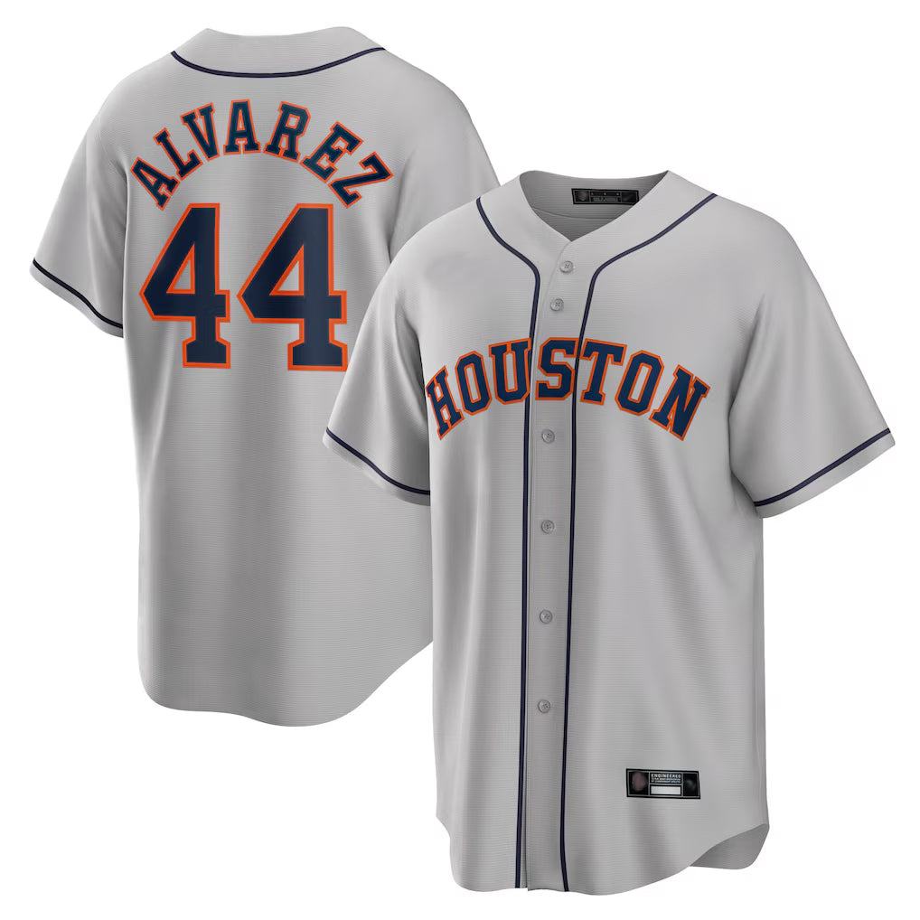 Boles H.Astros #44 Yordan Alvarez Player Gray Home Game Stitched Jerseys