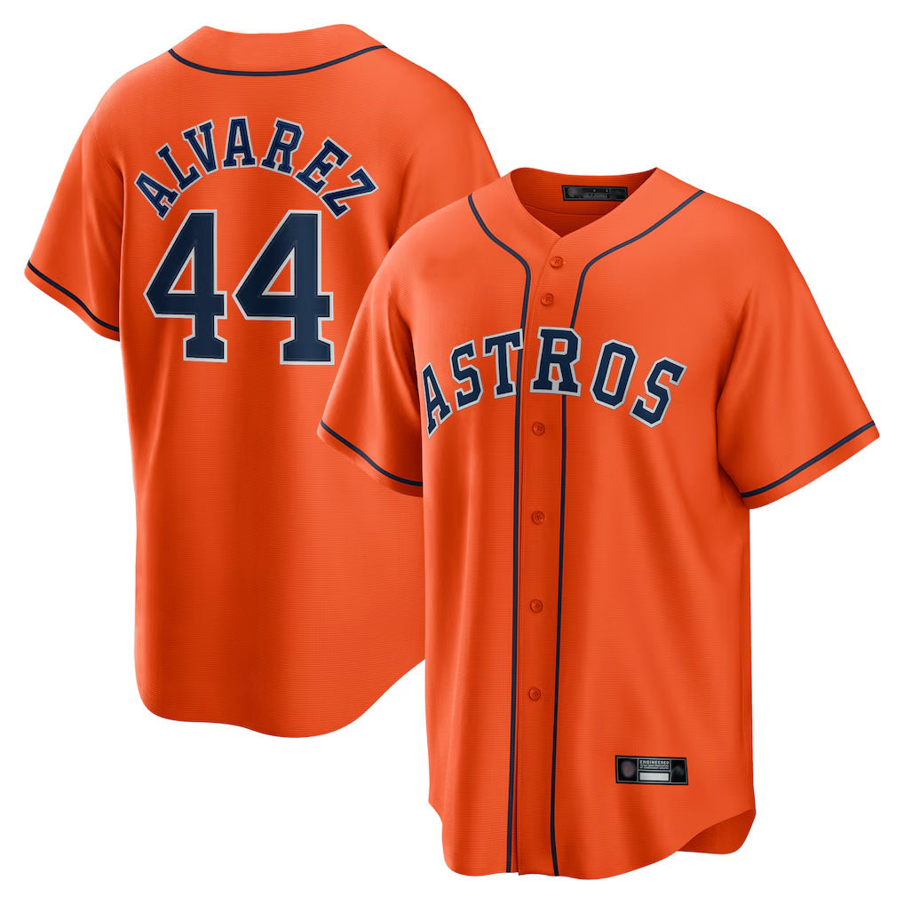 Boles H.Astros #44 Yordan Alvarez Player Orange Home Game Stitched Jerseys