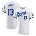 Boles KC.Royals #13 Salvador Perez Player White Limited Elite Home Game Stitched Jerseys
