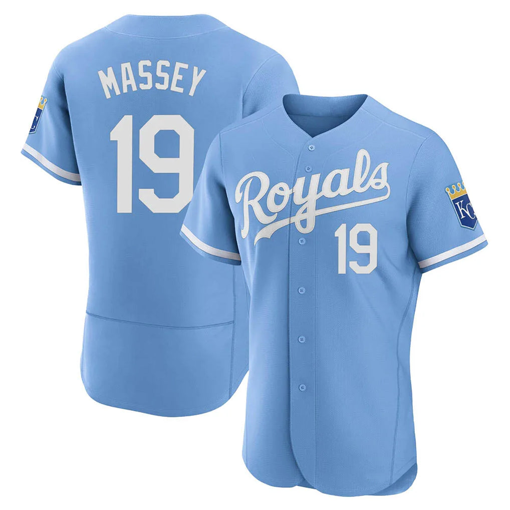 Boles KC.Royals #19 Michael Massey Player Light Blue Alt Limited Elite Home Stitched Jerseys