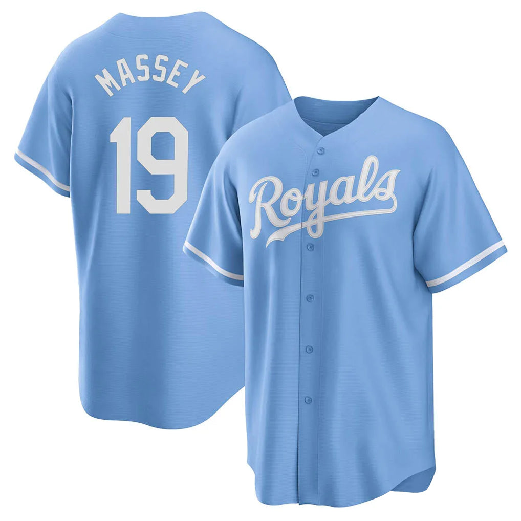 Boles KC.Royals #19 Michael Massey Player Light Blue Home Game Stitched Jerseys