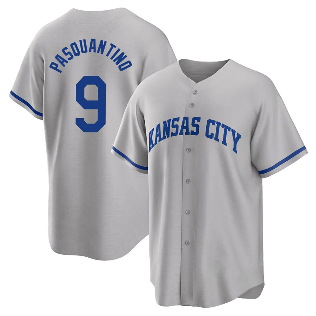 Boles KC.Royals #9 Vinnie Pasquantino Player Gray Game Home Stitched Jerseys