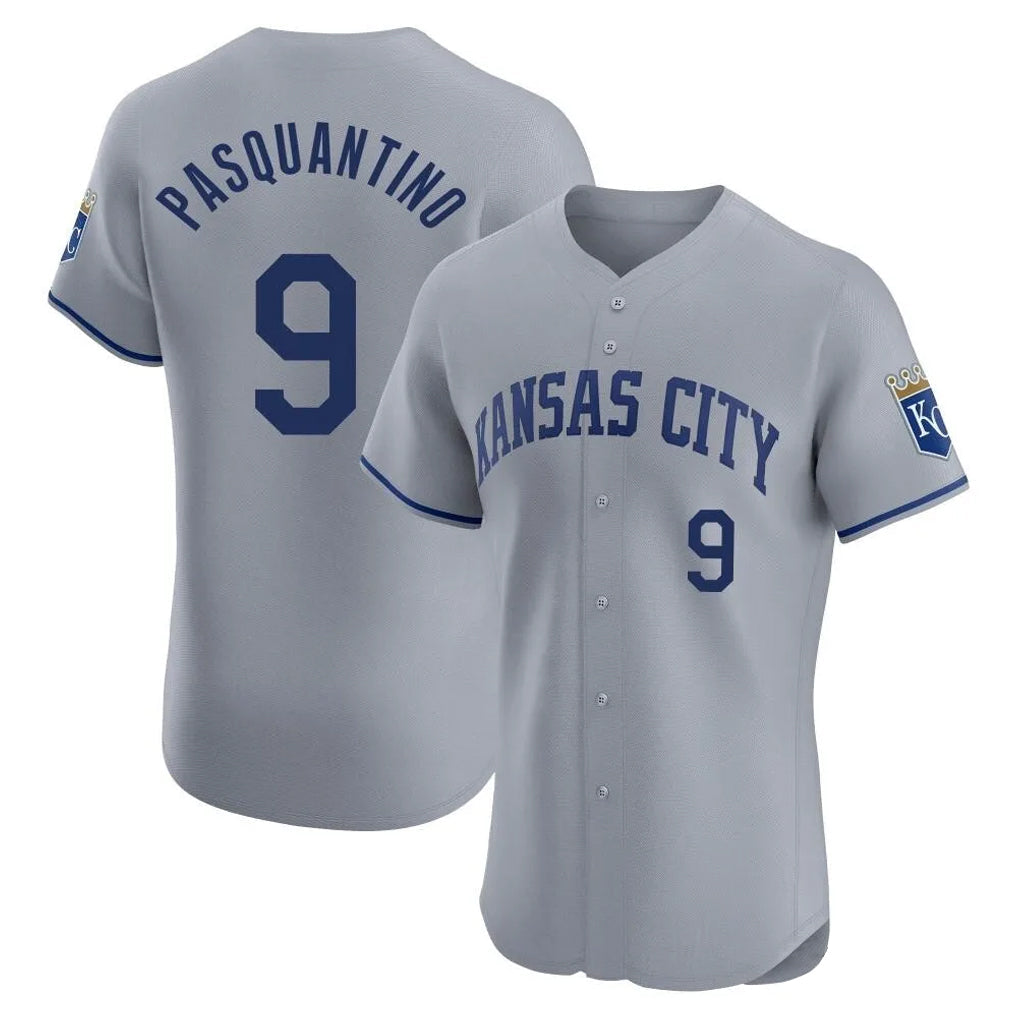 Boles KC.Royals #9 Vinnie Pasquantino Player Gray Limited Elite Home Stitched Jerseys