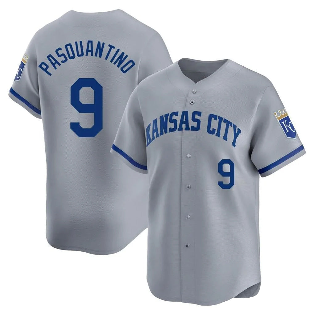 Boles KC.Royals #9 Vinnie Pasquantino Player Gray Limited Home Stitched Jerseys