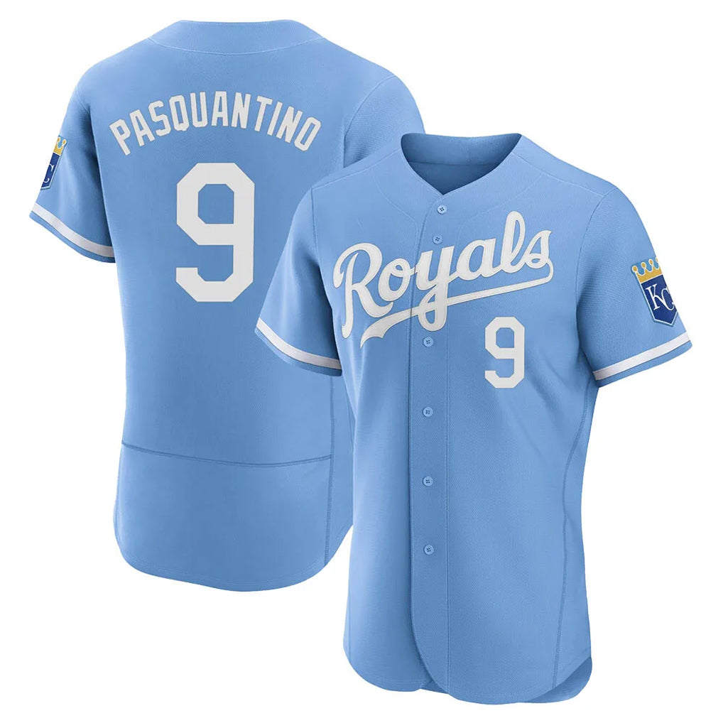 Boles KC.Royals #9 Vinnie Pasquantino Player Light Blue Alt Limited Elite Home Stitched Jerseys