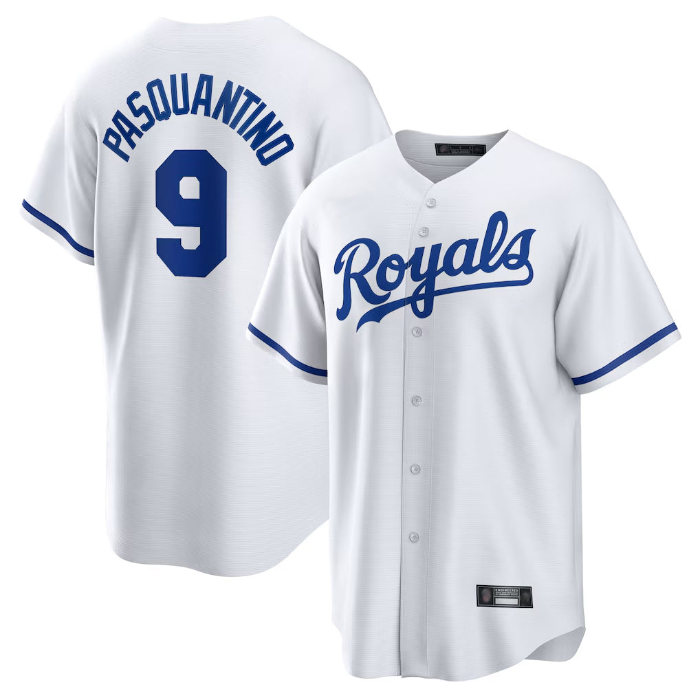 Boles KC.Royals #9 Vinnie Pasquantino Player White Home Game Stitched Jerseys