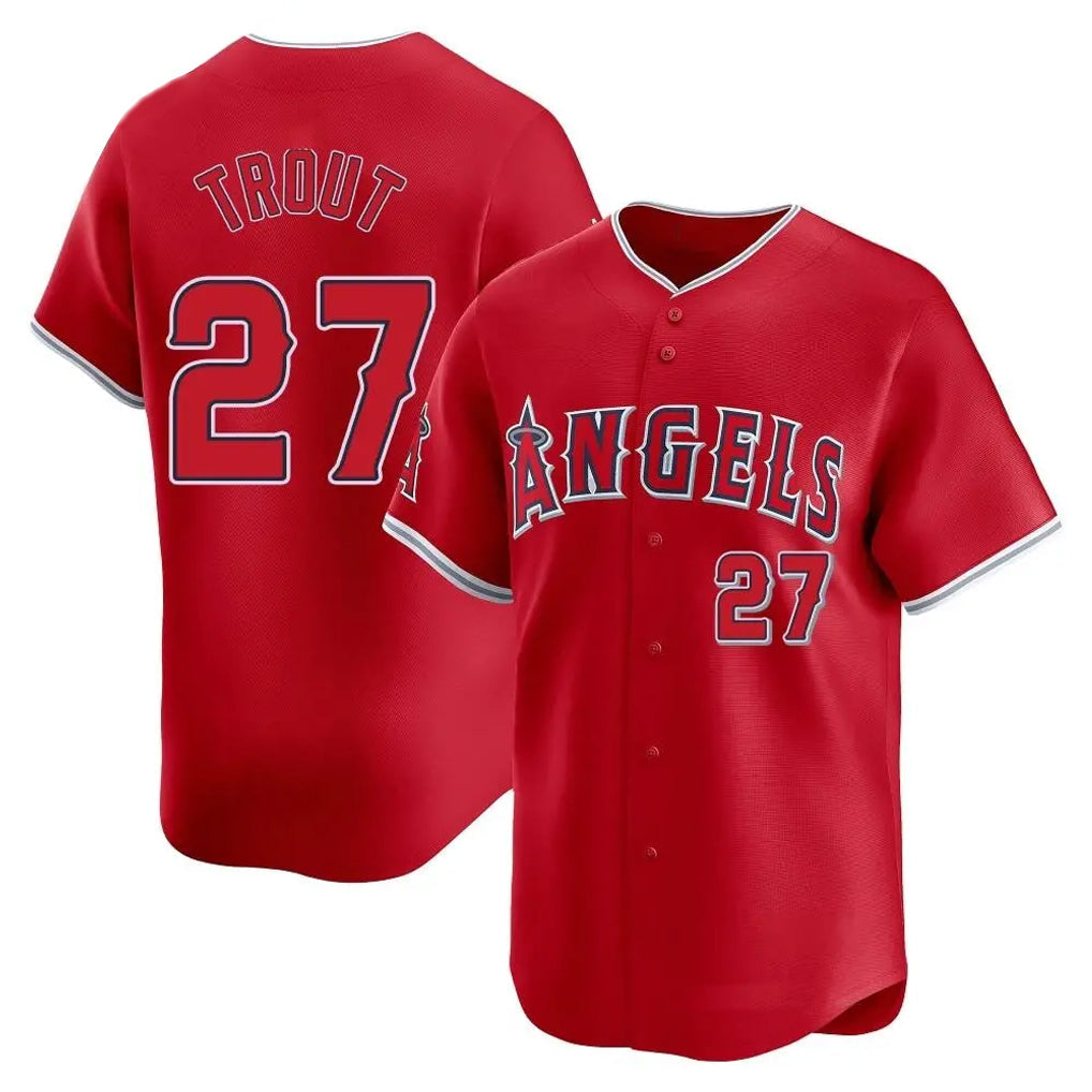 Boles LA.Angels #27 Mike Trout Player Red Home Limited Stitched Jerseys