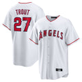 Boles LA.Angels #27 Mike Trout Player White Home Game Stitched Jerseys