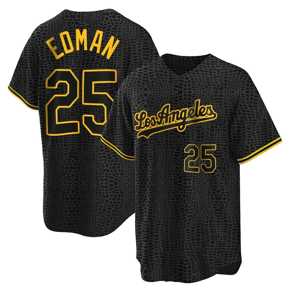 Boles LA.Dodgers #25 Tommy Edman Player Black Snake Skin City Game Home All Stitched Jerseys