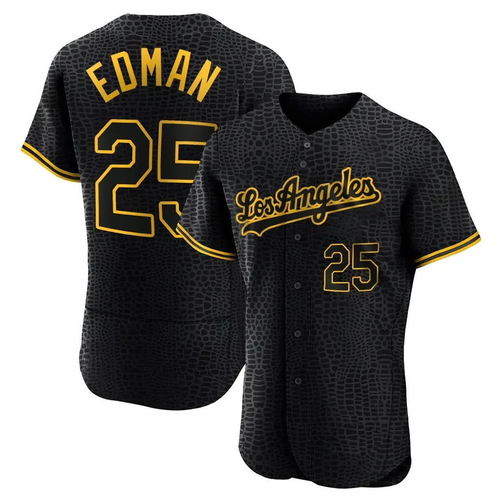 Boles LA.Dodgers #25 Tommy Edman Player Black Snake Skin City Limited Elite Home Stitched Jerseys