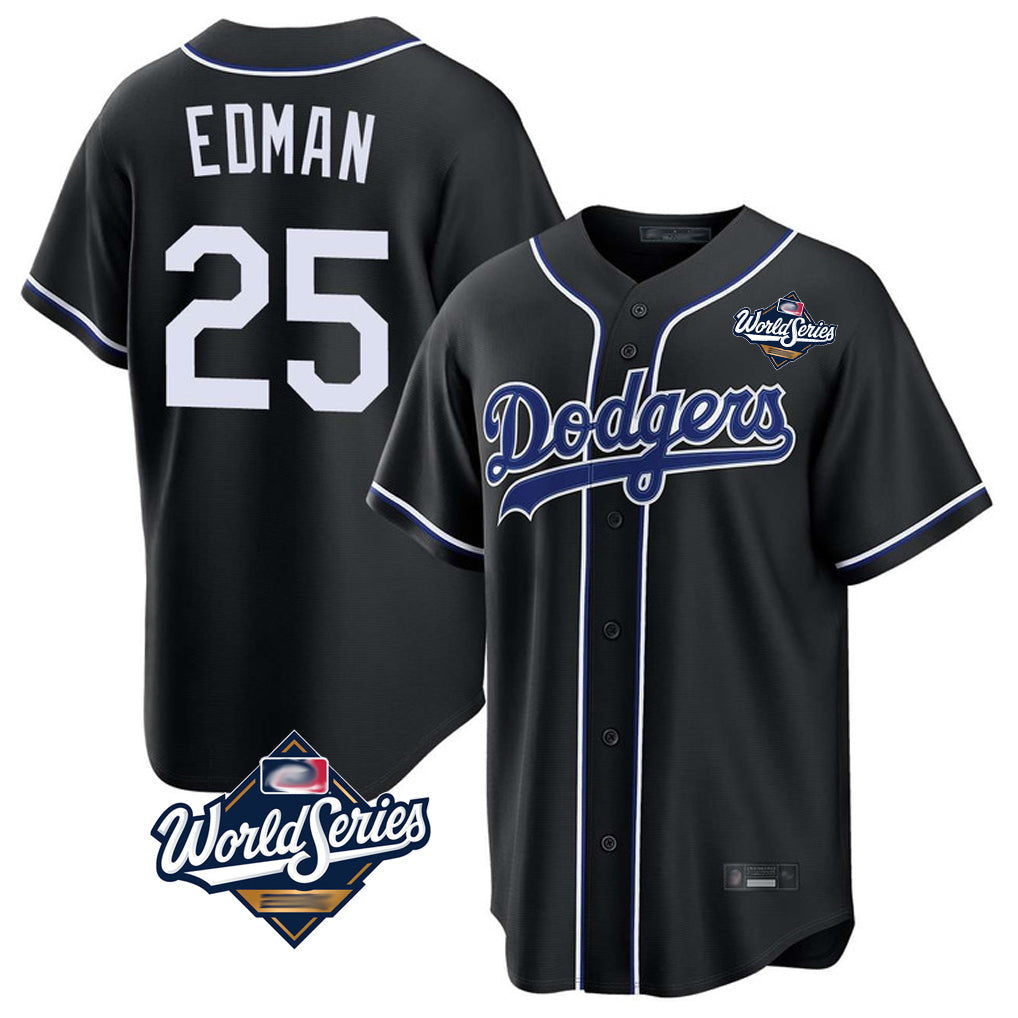 Boles LA.Dodgers #25 Tommy Edman Player Black World Series Carbon Limited Home All Stitched Jerseys