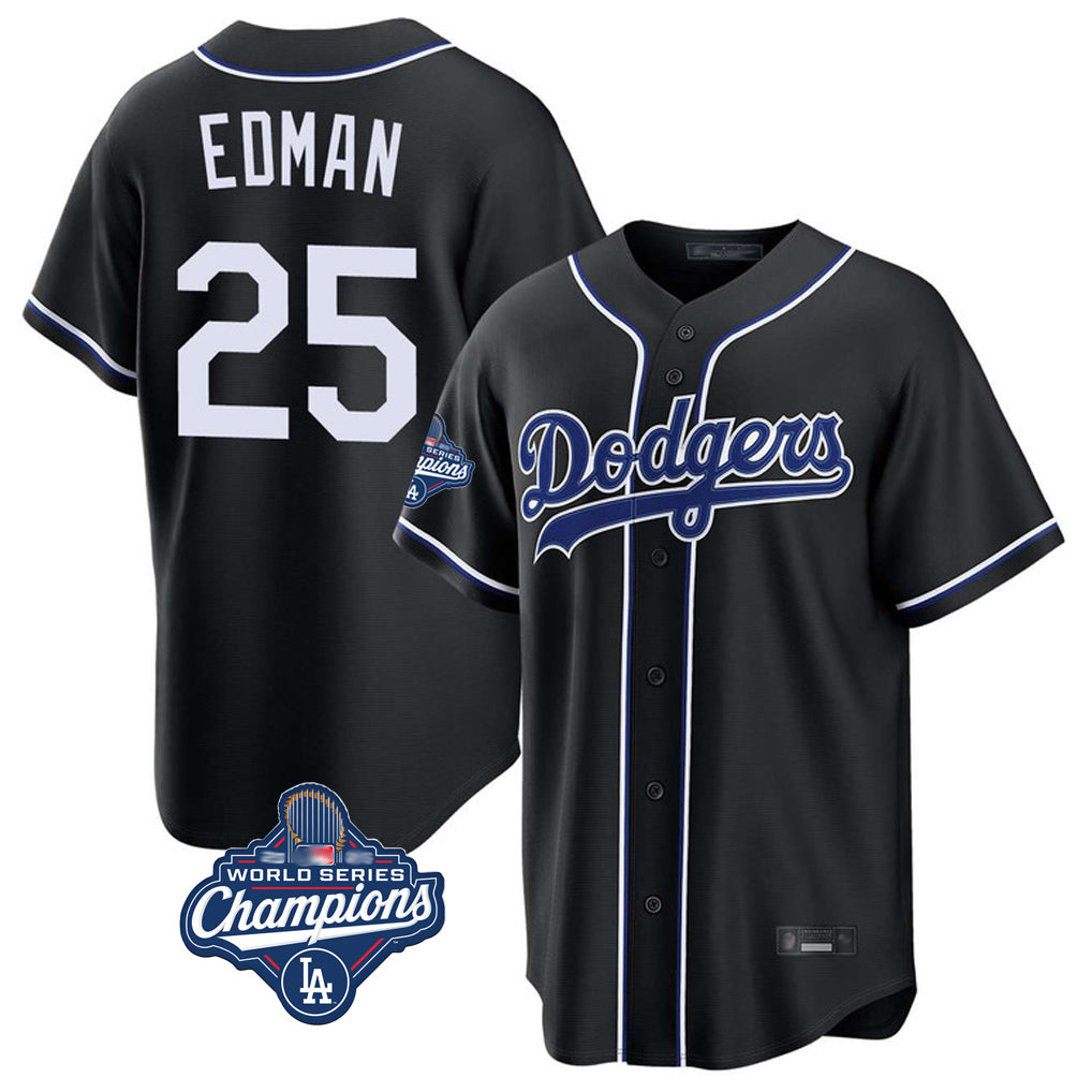 Boles LA.Dodgers #25 Tommy Edman Player Black World Series Meet Carbon Limited Home All Stitched Jerseys