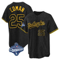 Boles LA.Dodgers #25 Tommy Edman Player Black World Series Meet Snake Skin City Game Home Stitched Jerseys