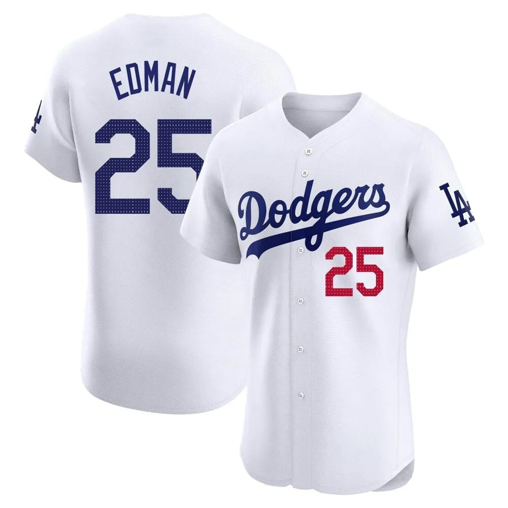 Boles LA.Dodgers #25 Tommy Edman Player Gold White Limited Elite Home Stitched Jerseys