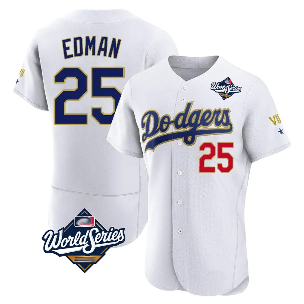 Boles LA.Dodgers #25 Tommy Edman Player Gold White World Series 2026 Collection Stadium Limited Elite Stitched Jerseys