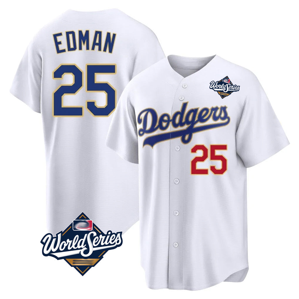 Boles LA.Dodgers #25 Tommy Edman Player Gold White World Series 2026 Collection Stadium Limited Stitched Jerseys