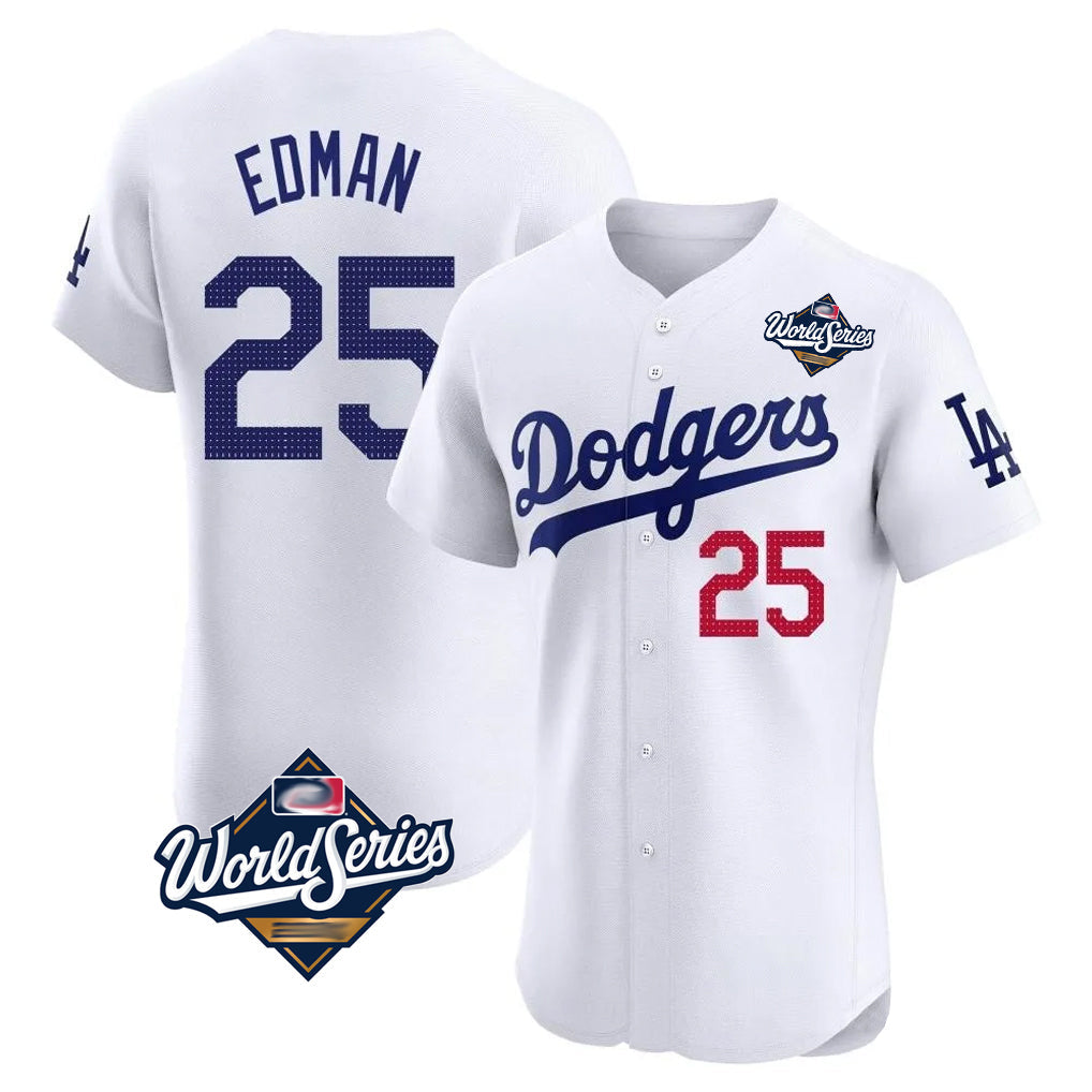 Boles LA.Dodgers #25 Tommy Edman Player Gold White World Series Limited Elite Home Stitched Jerseys