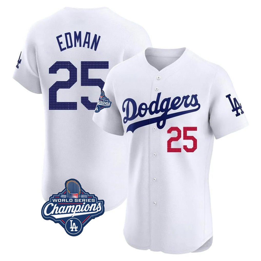 Boles LA.Dodgers #25 Tommy Edman Player Gold White World Series Meet Limited Elite Home Stitched Jerseys