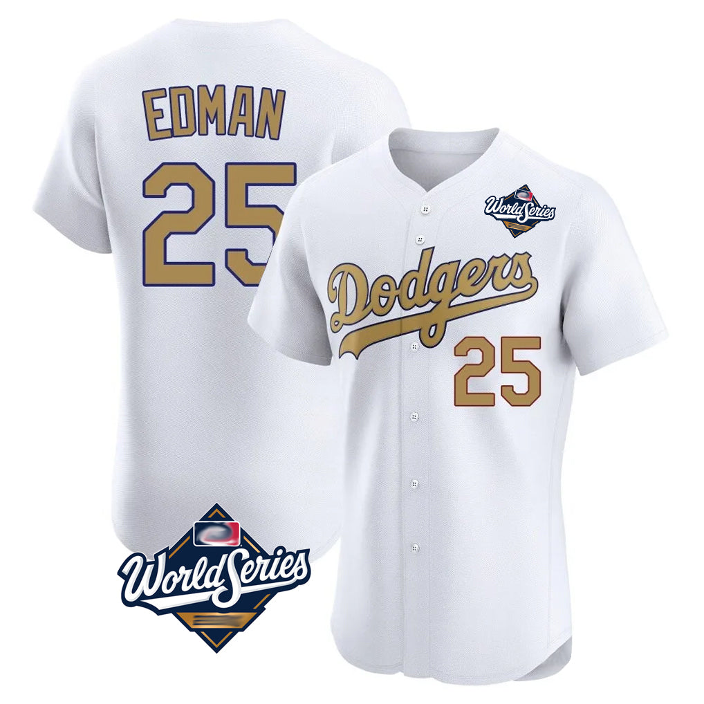 Boles LA.Dodgers #25 Tommy Edman Player Gold World Series Limited Elite Home Stitched Jerseys