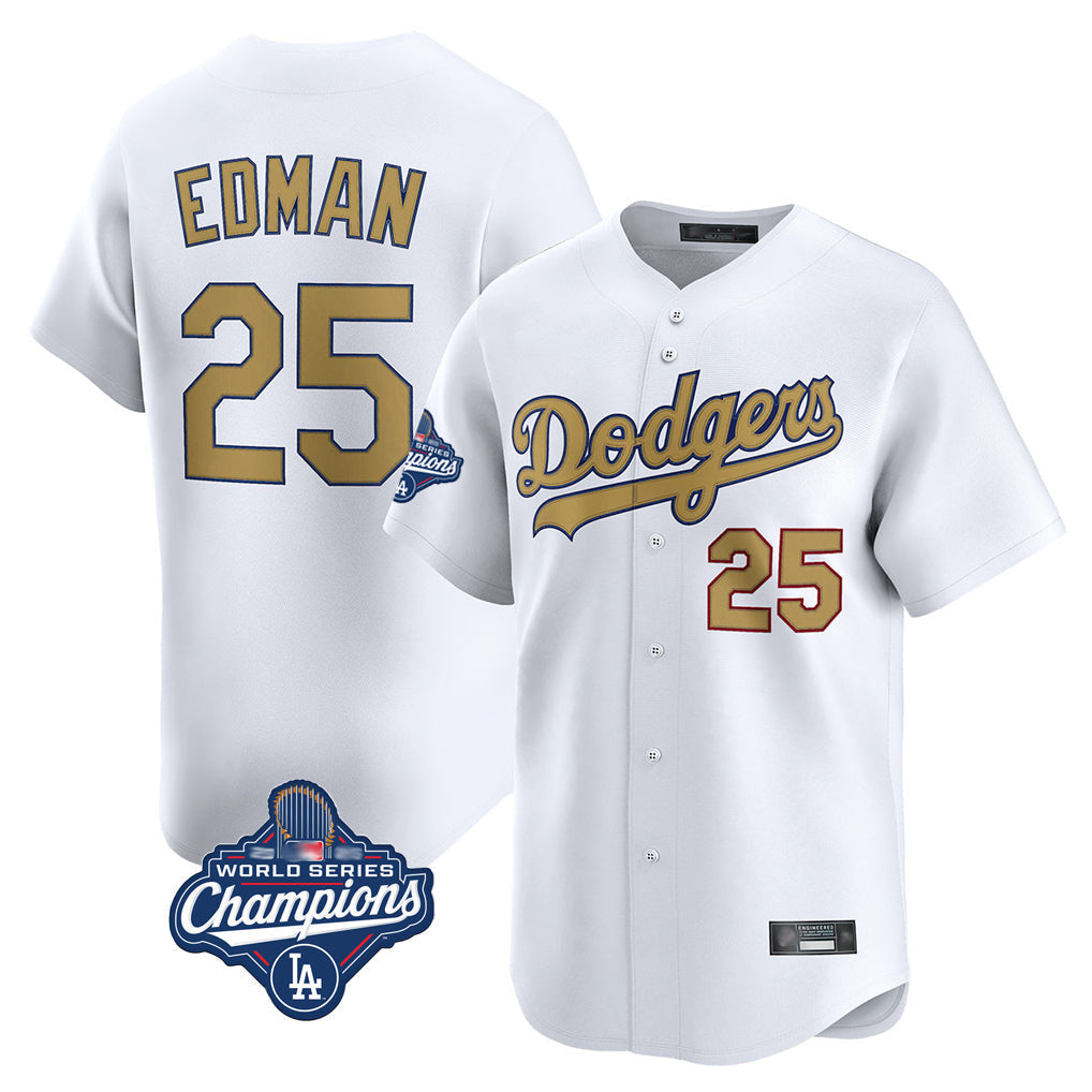 Boles LA.Dodgers #25 Tommy Edman Player Gold World Series Meet Collection Limited Home Stitched Jerseys