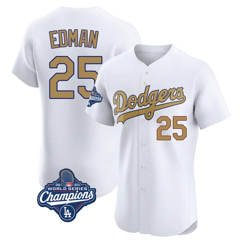 Boles LA.Dodgers #25 Tommy Edman Player Gold World Series Meet Limited Elite Home Stitched Jerseys
