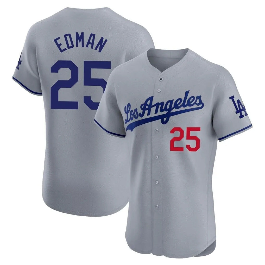 Boles LA.Dodgers #25 Tommy Edman Player Gray Limited Elite Home Stitched Jerseys
