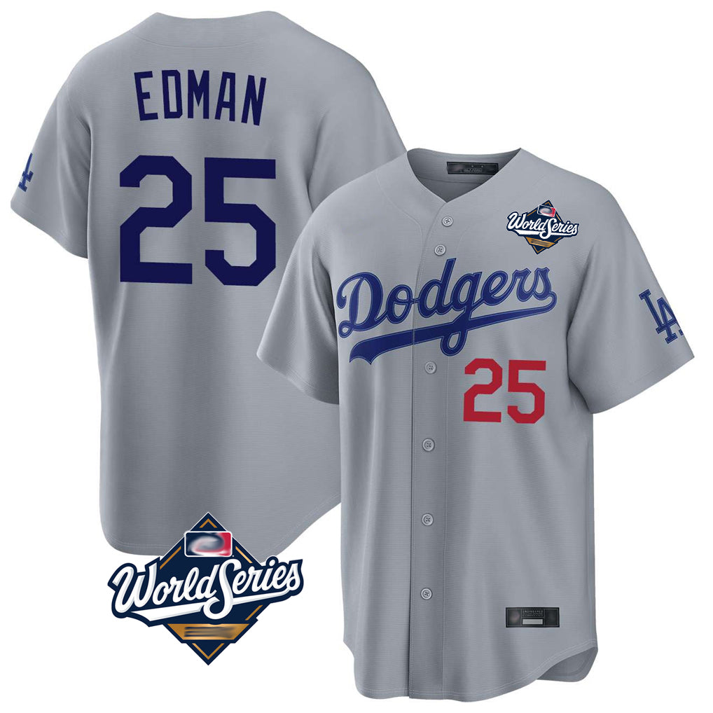 Boles LA.Dodgers #25 Tommy Edman Player Gray World Series Game Home Stitched Jerseys