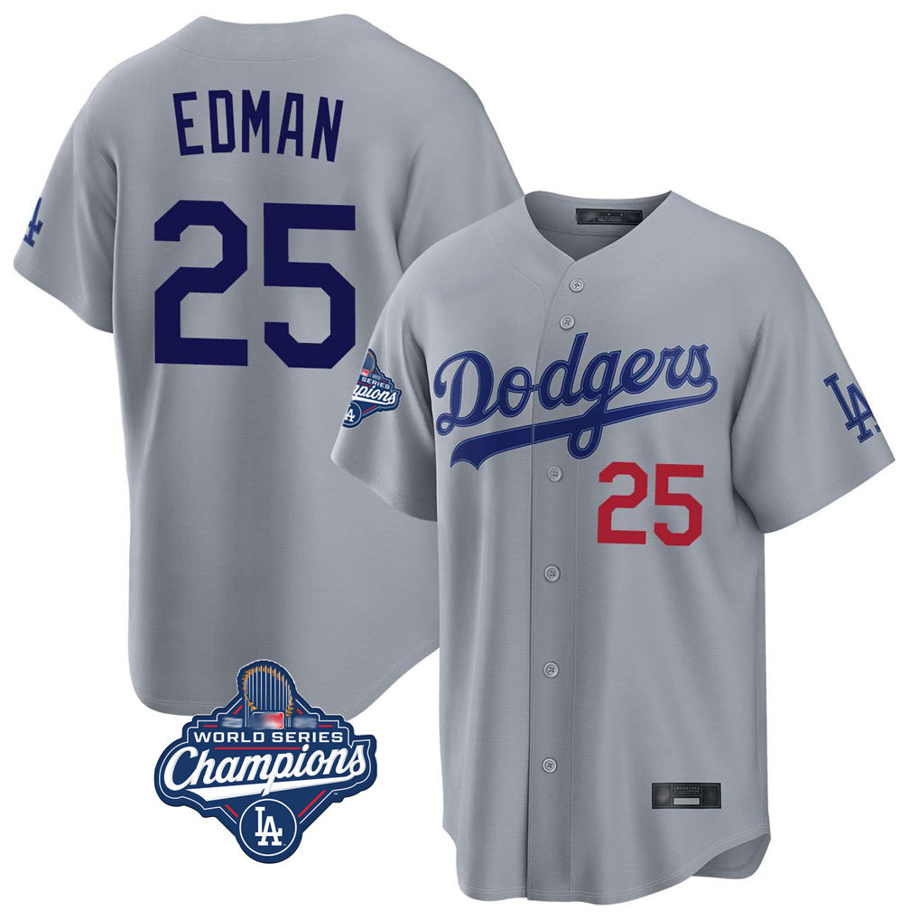 Boles LA.Dodgers #25 Tommy Edman Player Gray World Series Meet Game Home Stitched Jerseys