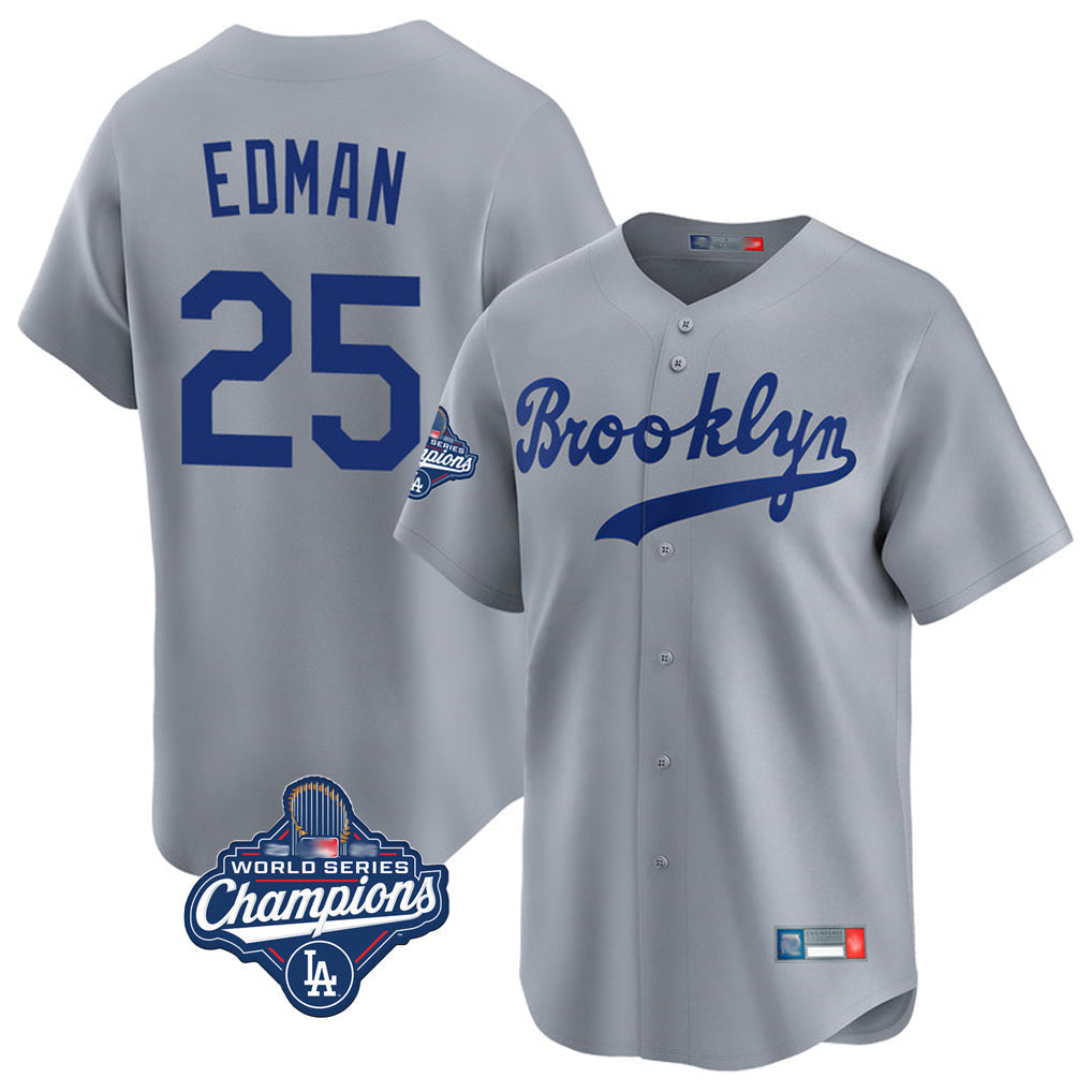 Boles LA.Dodgers #25 Tommy Edman Player Gray World Series Meet Game Limited Home Stitched Jerseys