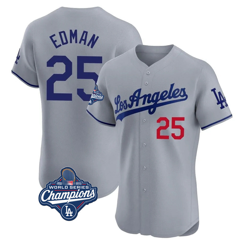 Boles LA.Dodgers #25 Tommy Edman Player Gray World Series Meet Limited Elite Home Stitched Jerseys