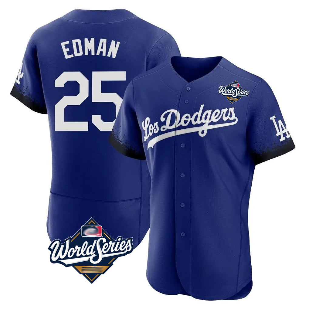 Boles LA.Dodgers #25 Tommy Edman Player Royal World Series City Connect Elite Home Stitched Jerseys