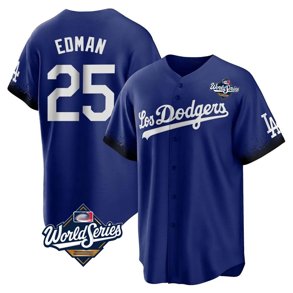Boles LA.Dodgers #25 Tommy Edman Player Royal World Series City Connect Home Game Stitched Jerseys