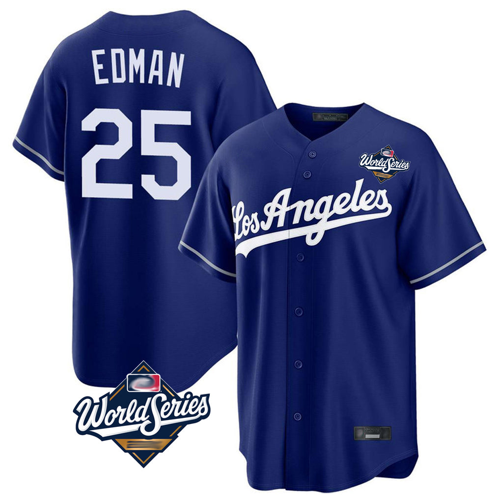 Boles LA.Dodgers #25 Tommy Edman Player Royal World Series Game Stitched Jerseys