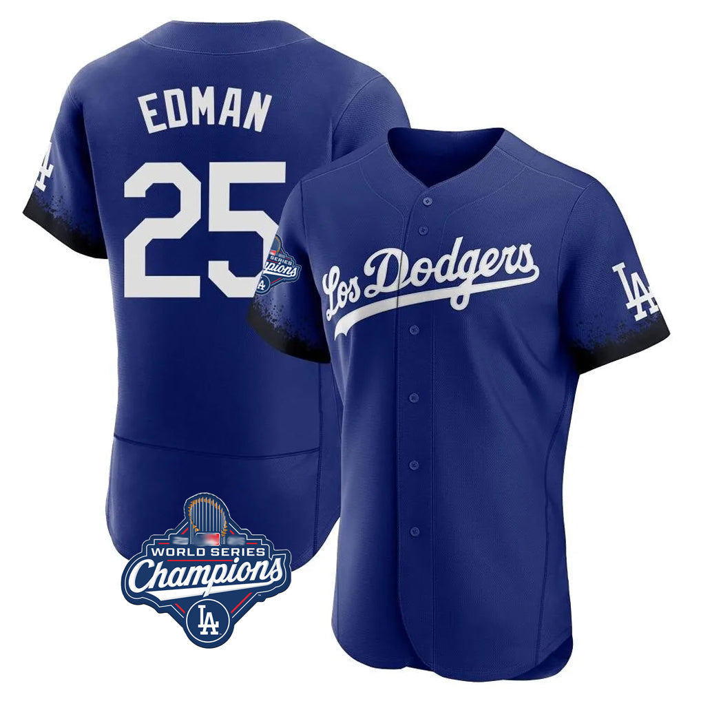 Boles LA.Dodgers #25 Tommy Edman Player Royal World Series Meet City Connect Elite Home Stitched Jerseys