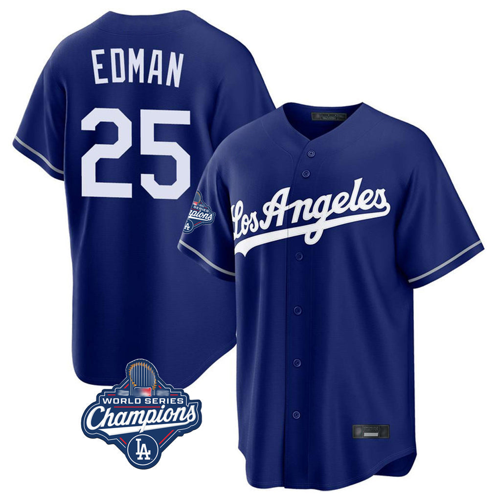Boles LA.Dodgers #25 Tommy Edman Player Royal World Series Meet Game Stitched Jerseys