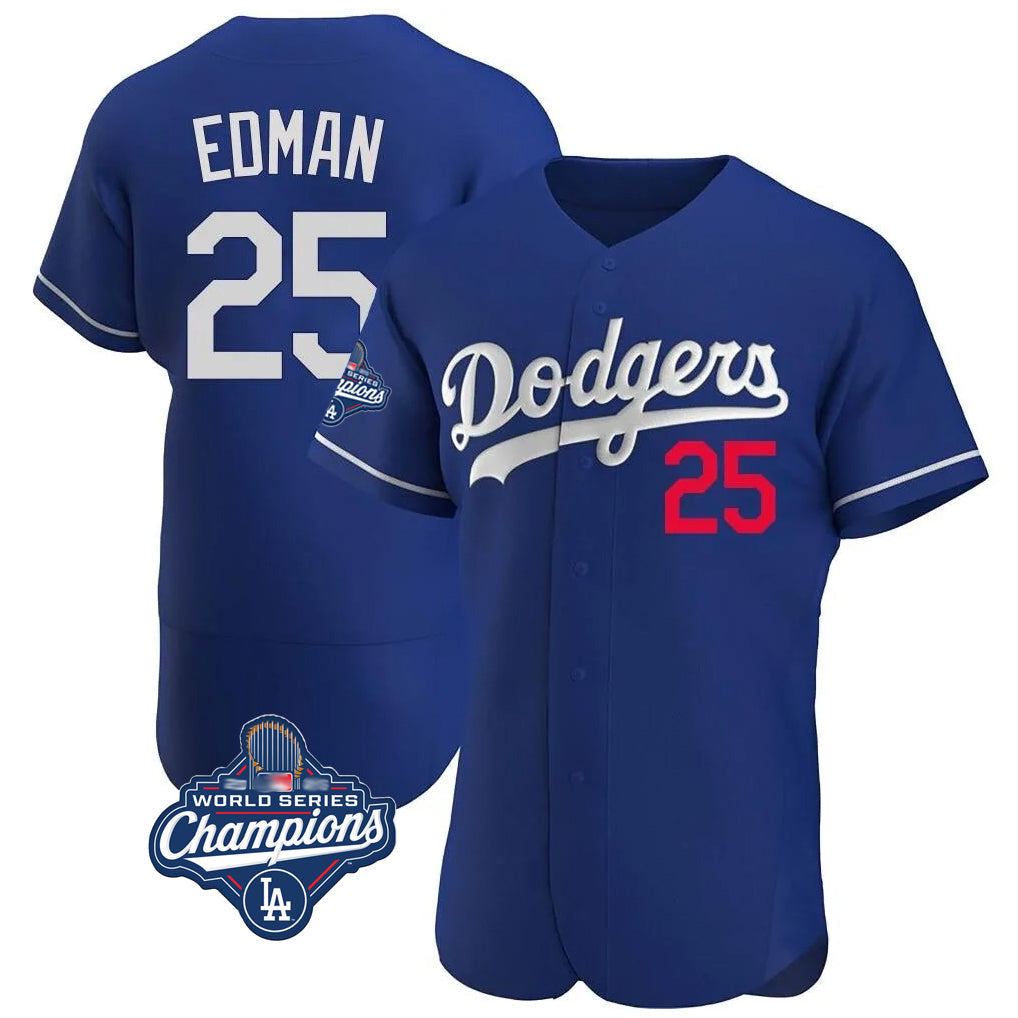 Boles LA.Dodgers #25 Tommy Edman Player Royal World Series Meet Limited Elite Home Stitched Jerseys