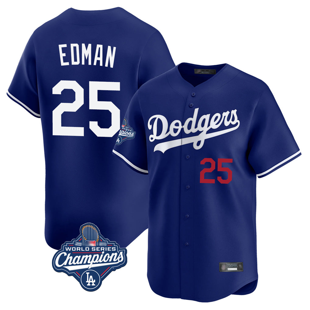 Boles LA.Dodgers #25 Tommy Edman Player Royal World Series Meet Limited Home Stitched Jerseys