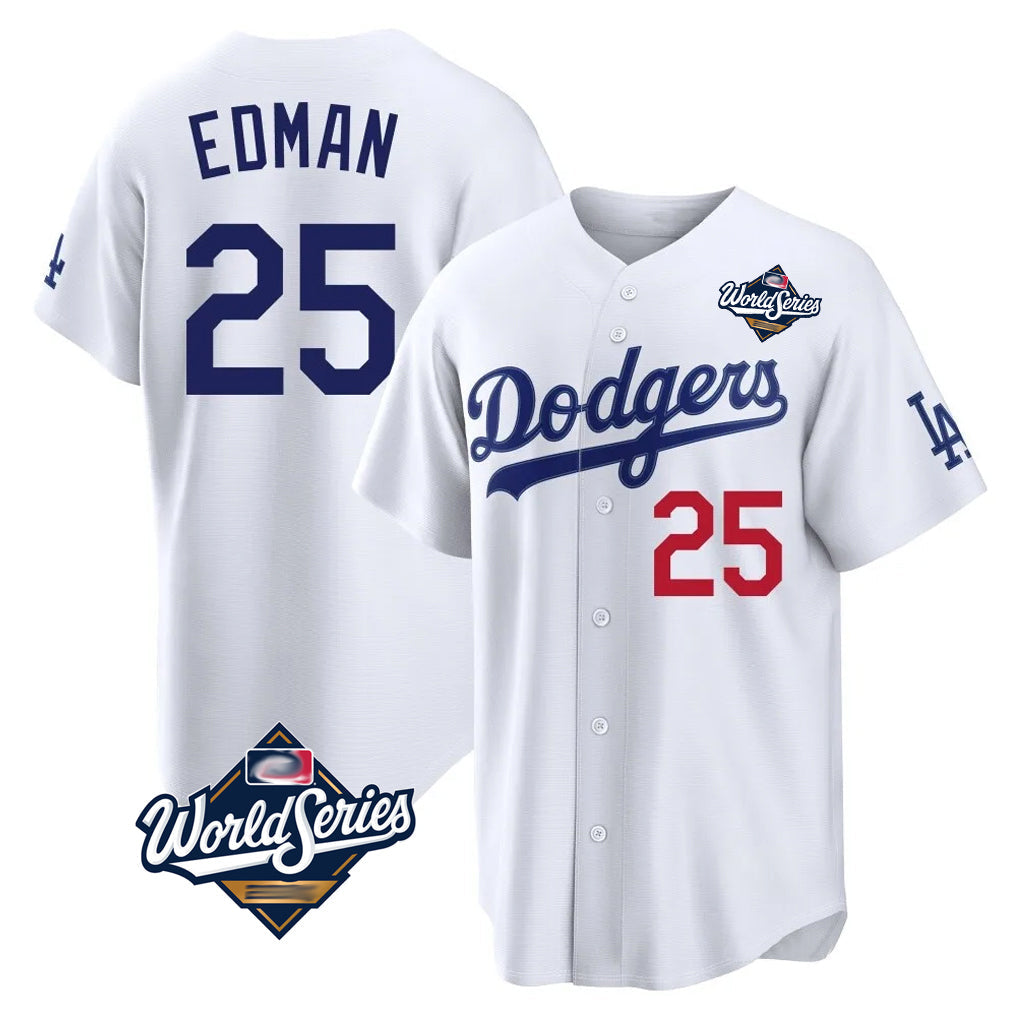 Boles LA.Dodgers #25 Tommy Edman Player White World Series Home Game Stitched Jerseys