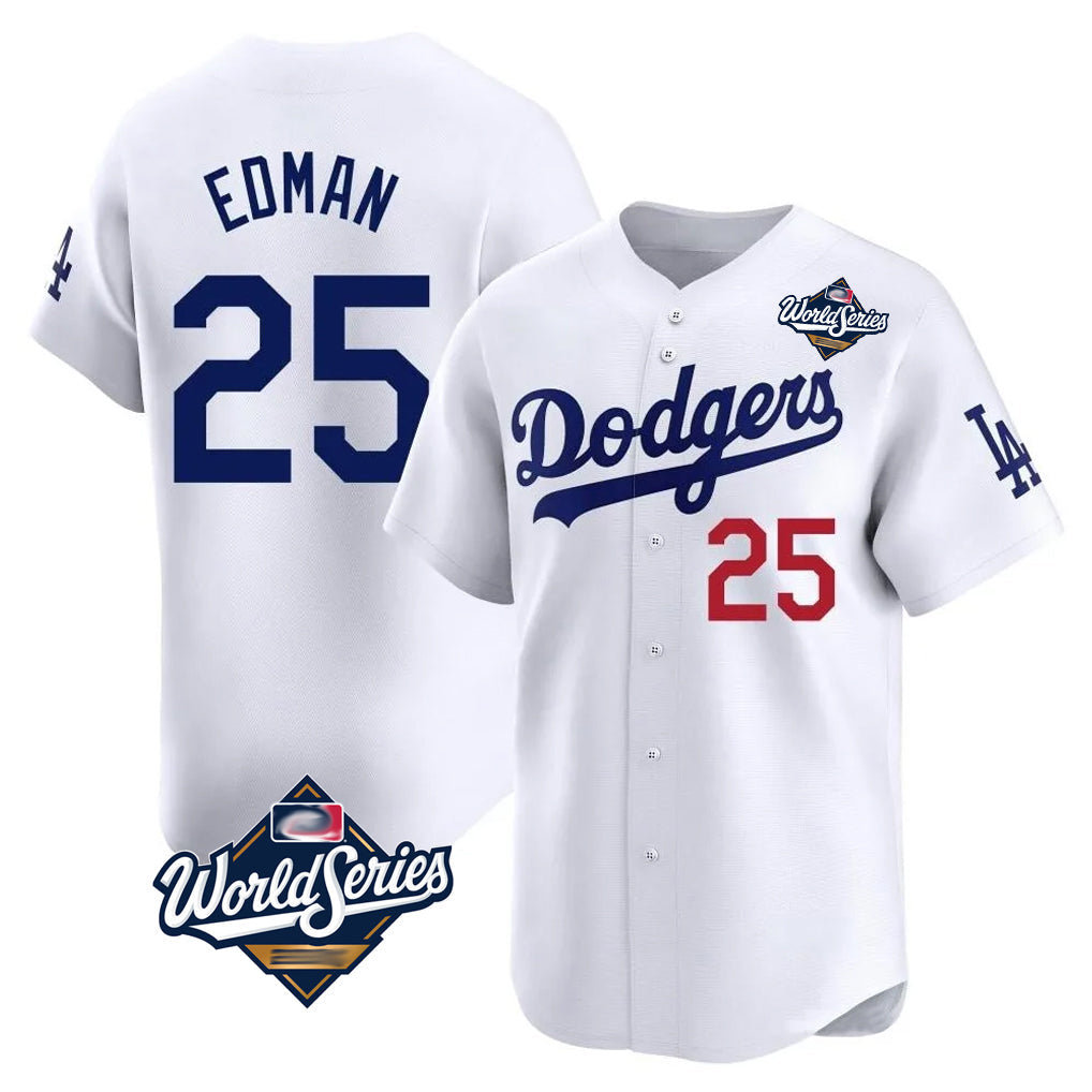 Boles LA.Dodgers #25 Tommy Edman Player White World Series Limited Home Stitched Jerseys