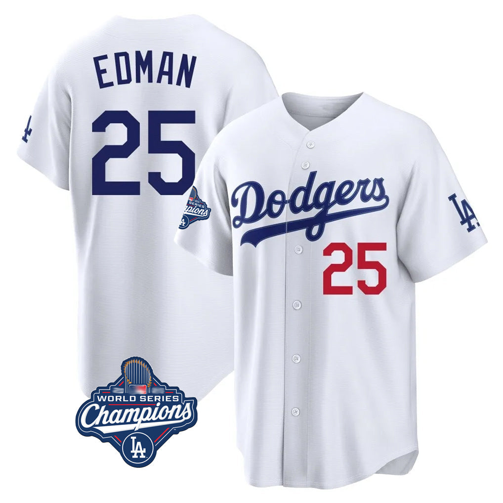 Boles LA.Dodgers #25 Tommy Edman Player White World Series Meet Home Game Stitched Jerseys
