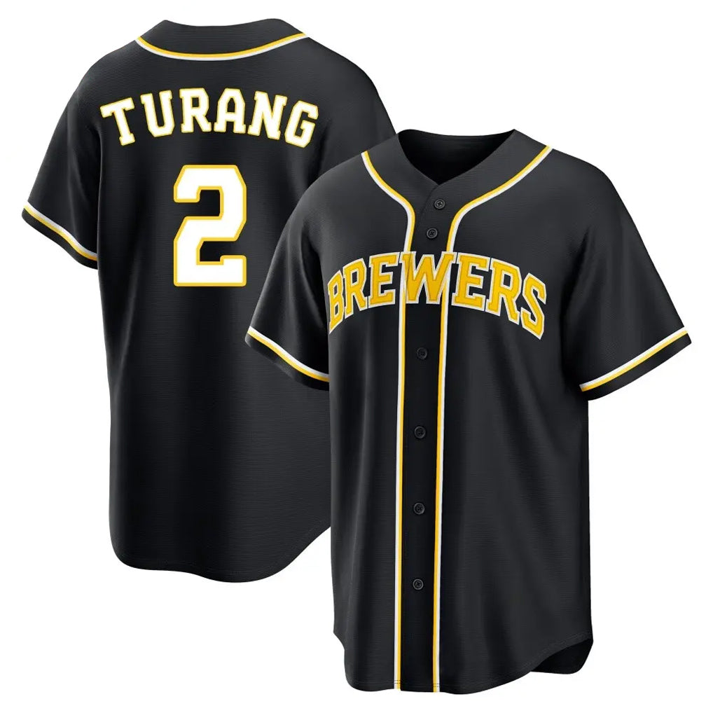 Boles M.Brewers #2 Brice Turang Player Black Fashion Out Home Game Stitched Jerseys