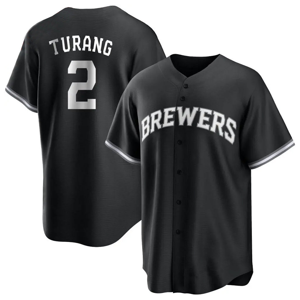 Boles M.Brewers #2 Brice Turang Player Black Game Home Stitched Jerseys